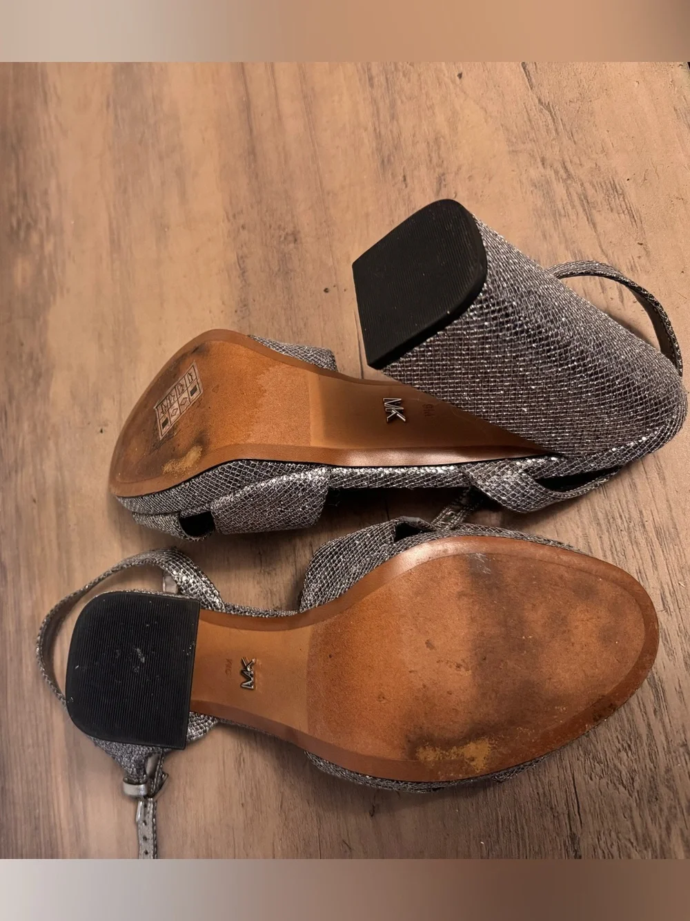 Michael Kors Gunmetal Cross-Strap Slingback Heels SZ 9
